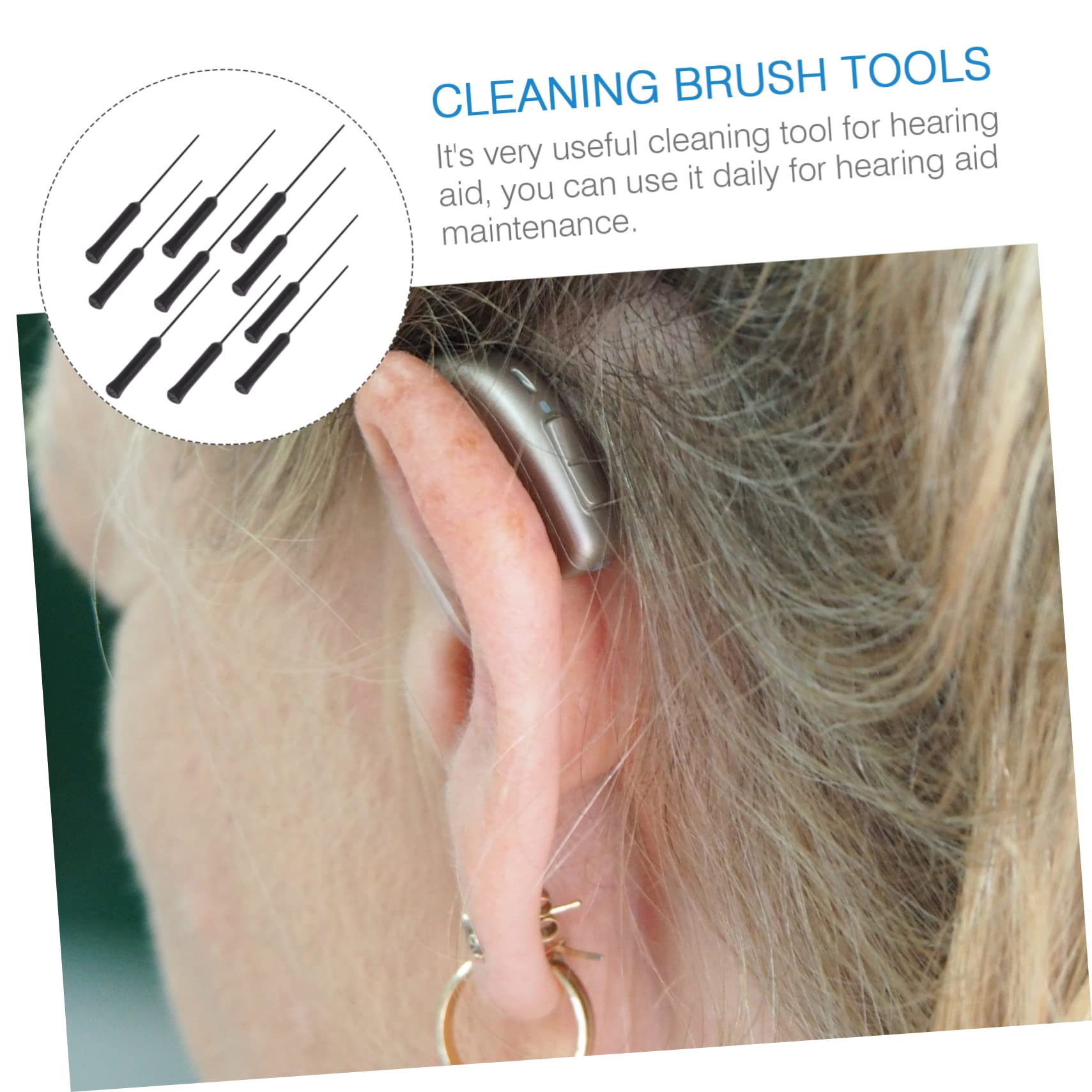 Beavorty 40 Pcs Cleaning Rod Hearing Amplifier Cleaner Cleaner Supplies Hearing Amplifier Cleaning Tools Vent Cleaner PVC Black