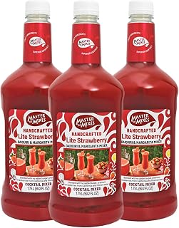 Master of Mixes Strawberry Daiquiri/Margarita Lite Drink Mix, Ready To Use, 1.75 Liter Bottle (59.2 Fl Oz), Pack of 3