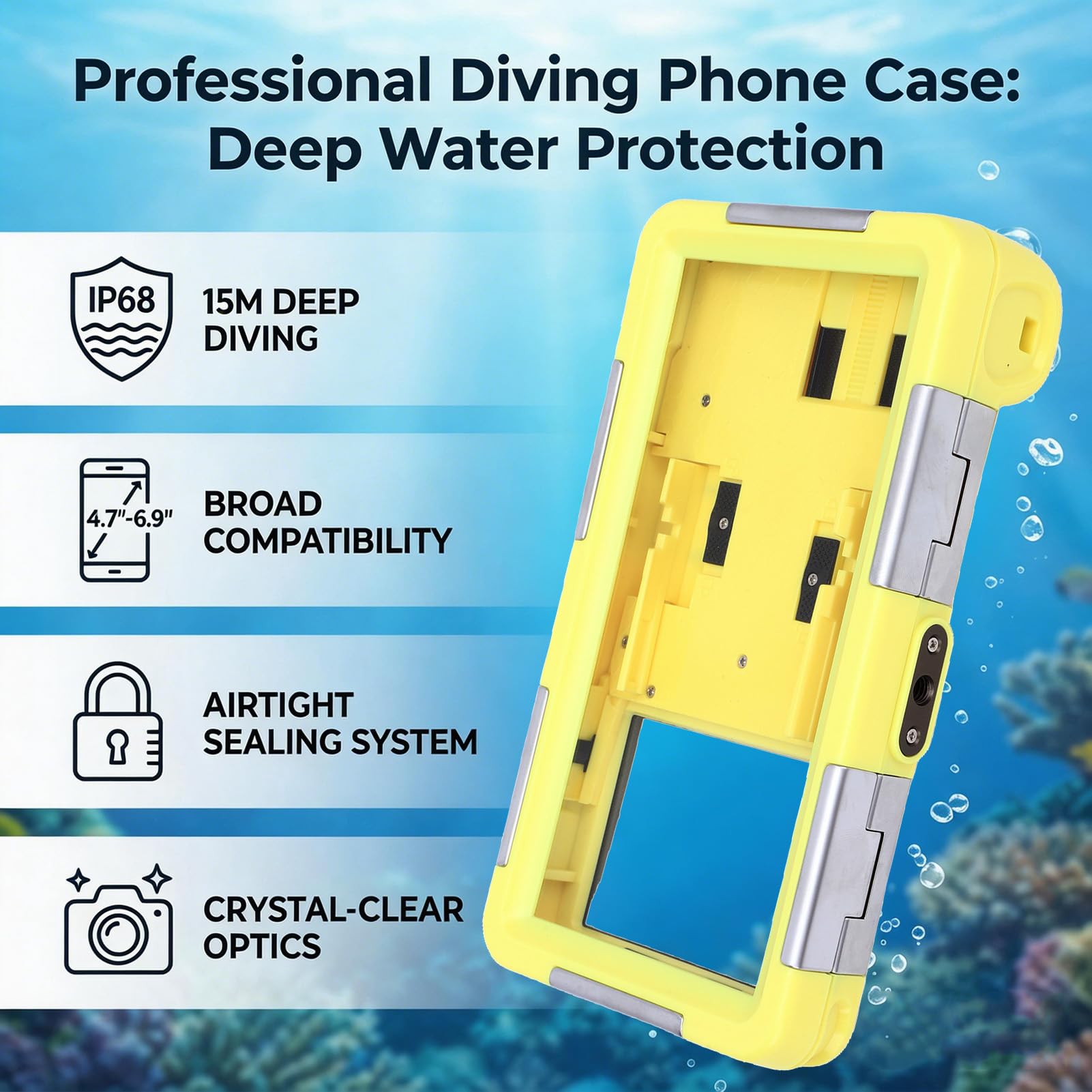 Sxhlseller Custodia Universale per Telefono Subacqueo per S25 S24 S23 Ultra, Custodia Impermeabile Subacquea 15 M IP68, per Telefono Snorkeling per Foto Video con Otturatore Volume, Adatta per (#3)