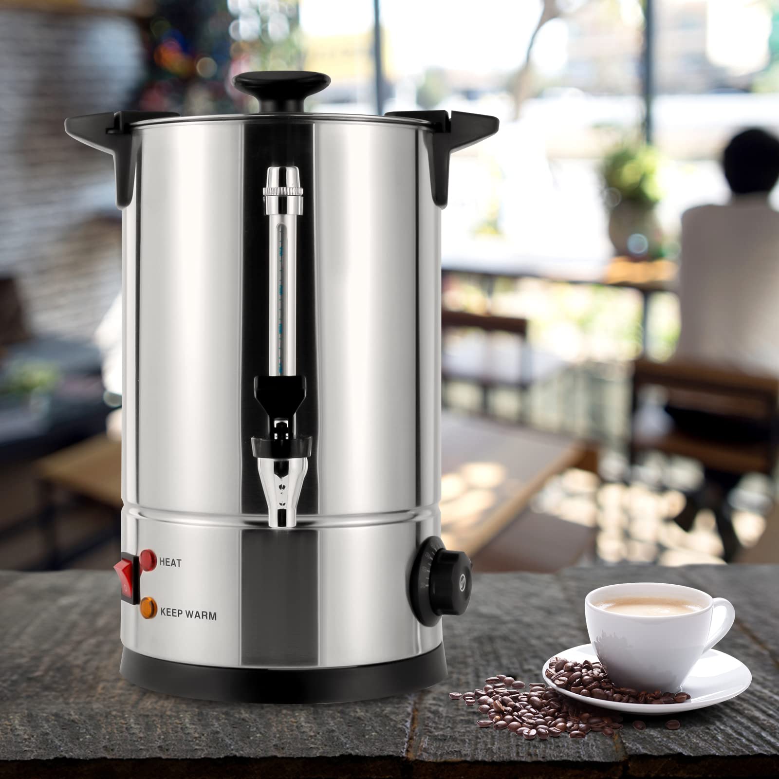 JUOPTGJ Commercial Grade Coffee Urn?304 Stainless Steel Coffee Maker?201 Stainless Steel Hot Water Urn Machine for Tea, Hot Chocolate, Coffee, or other Hot Drinks. 8L/2.11gal