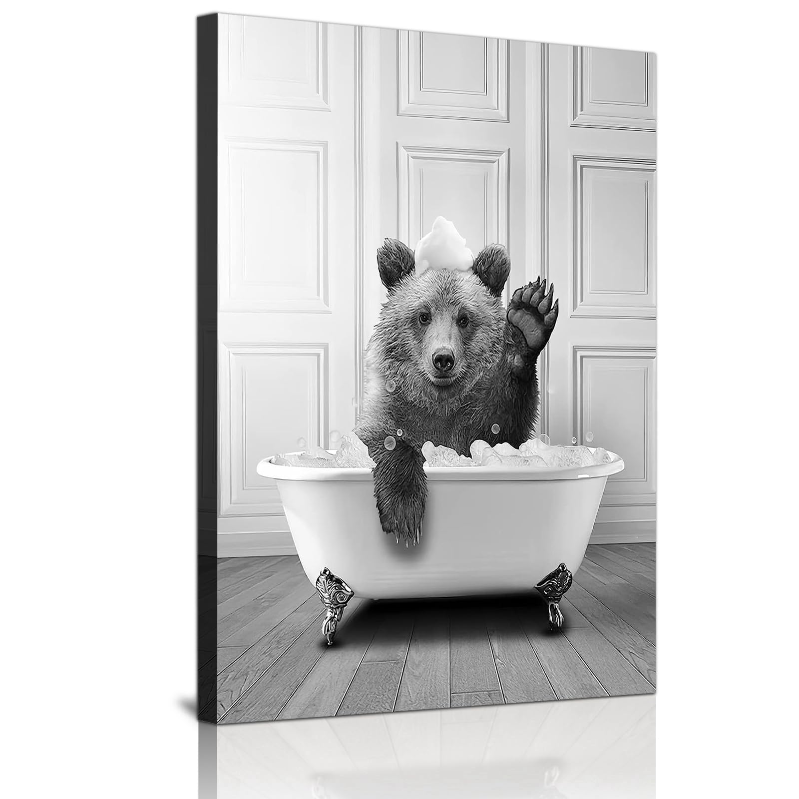 QPLGTU Bathroom Home Background Wall Decoration Poster, Black and White Highland Cow Decoration Photo Wallpaper