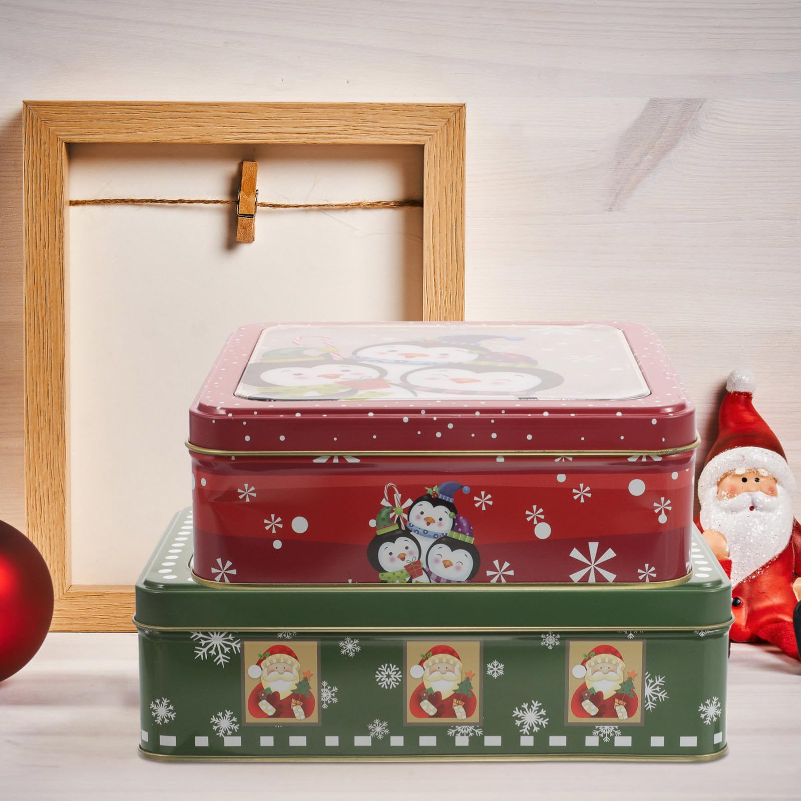 10 Pezzi Scatola Regalo Natalizia in Ferro Film Trasparente per Biscotti