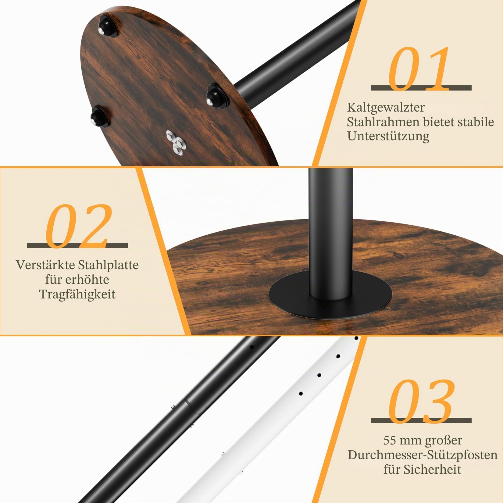unho TV Standfuss Höhenverstellbar, TV Ständer Rollbar, TV Bodenständer für 40-75 Zoll Fernsehstand, VESA 600x400mm, bis Max 50kg, schwarz