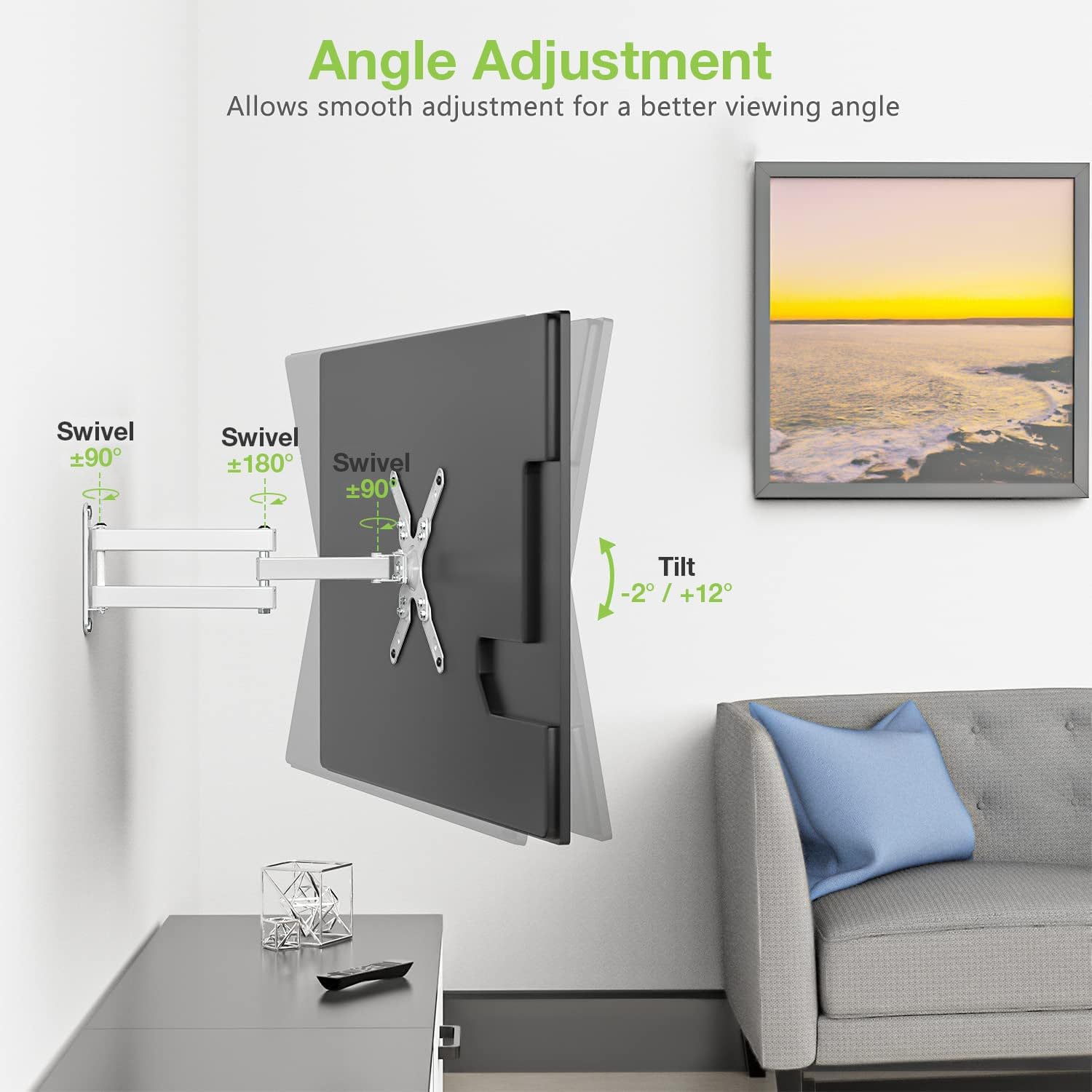 Techly 023851 Supporto a Muro Ultra Slim per TV LED LCD 23-55" Bianco Bianco