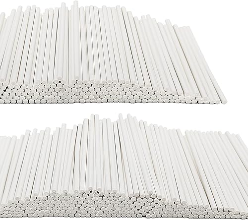500 palitos blancos de 4 pulgadas, palito de ventosa de papel, palito de pastel para dulces derretidos, postres, pasteles, chocolate y galletas