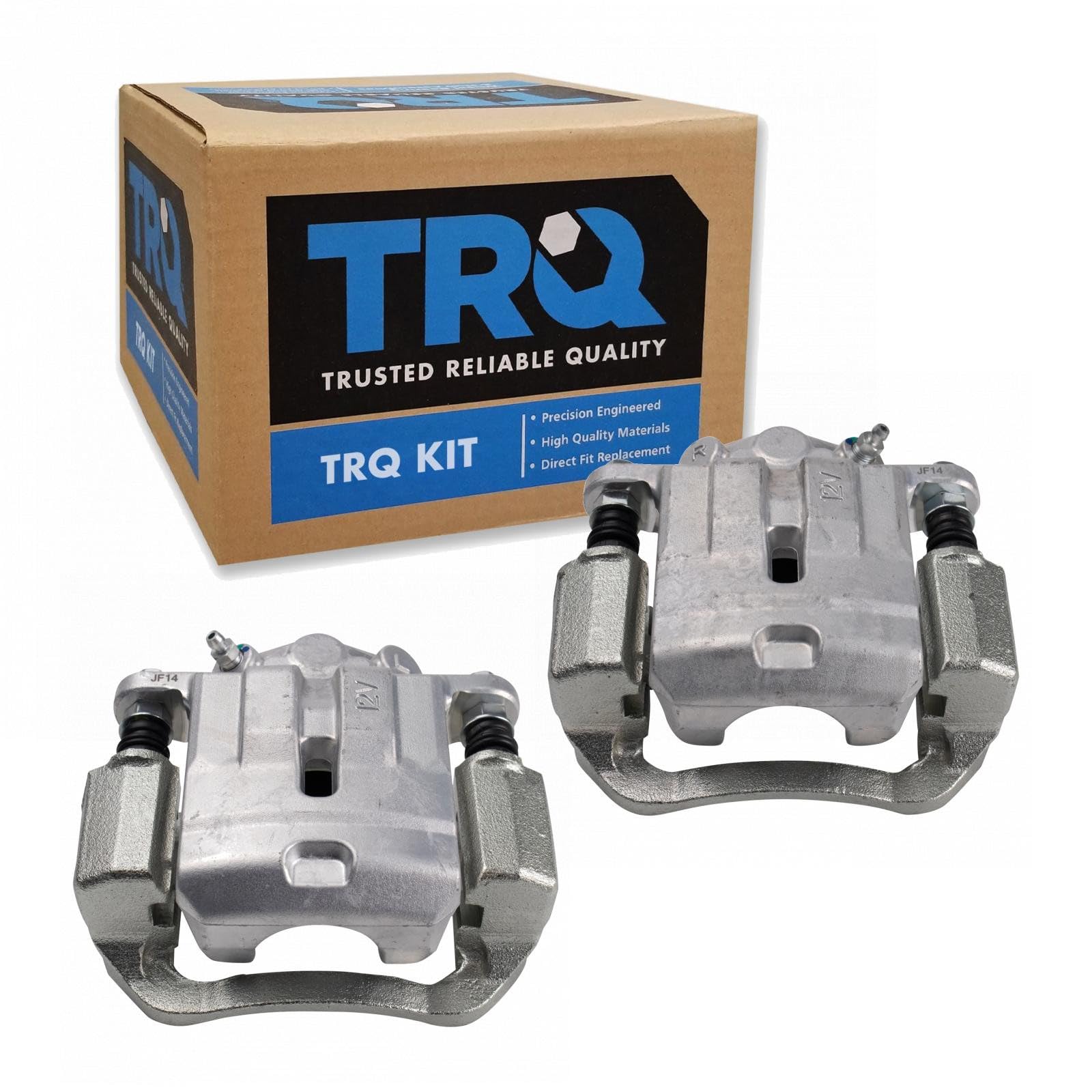 TRQ Rear Driver and Passenger Side Brake Caliper Set Caliper Brackets