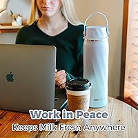 Vista 8 de HEYTRIP Portable Breastmilk Cooler - 20oz Stainless Steel Milk Chiller Bottle for Travel & Work Reusable Breastmilk Storage Container, 36+ Hour