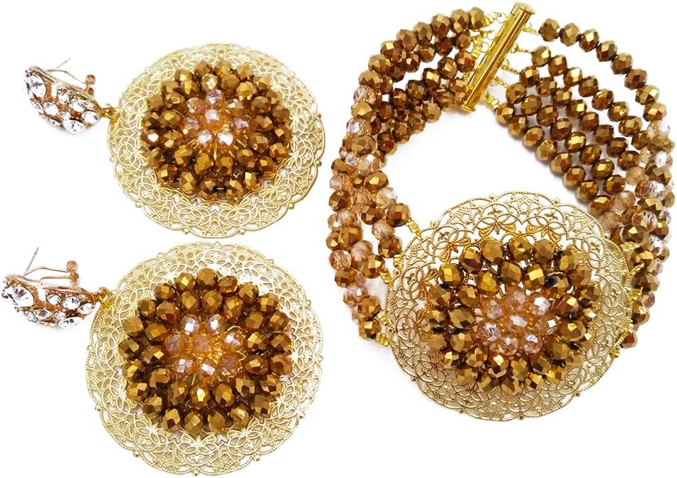 African Beads Jewelry Set Nigerian Wedding Necklace and Earrings for Women
