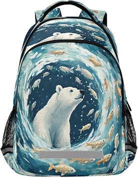 ALAZA Polar Bear Backpacks Travel Laptop Daypack School Book Bag for Men Women Teens Kids