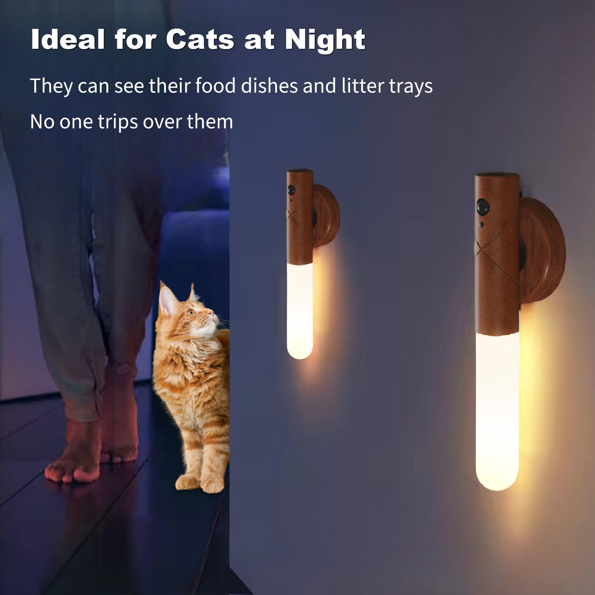 Luci con sensore di movimento per interni, dimmerabili, luce notturna con 3 modalità, ricaricabile tramite USB, portatile, con batteria magnetica, luci da parete per camera da letto, bagno, corridoio