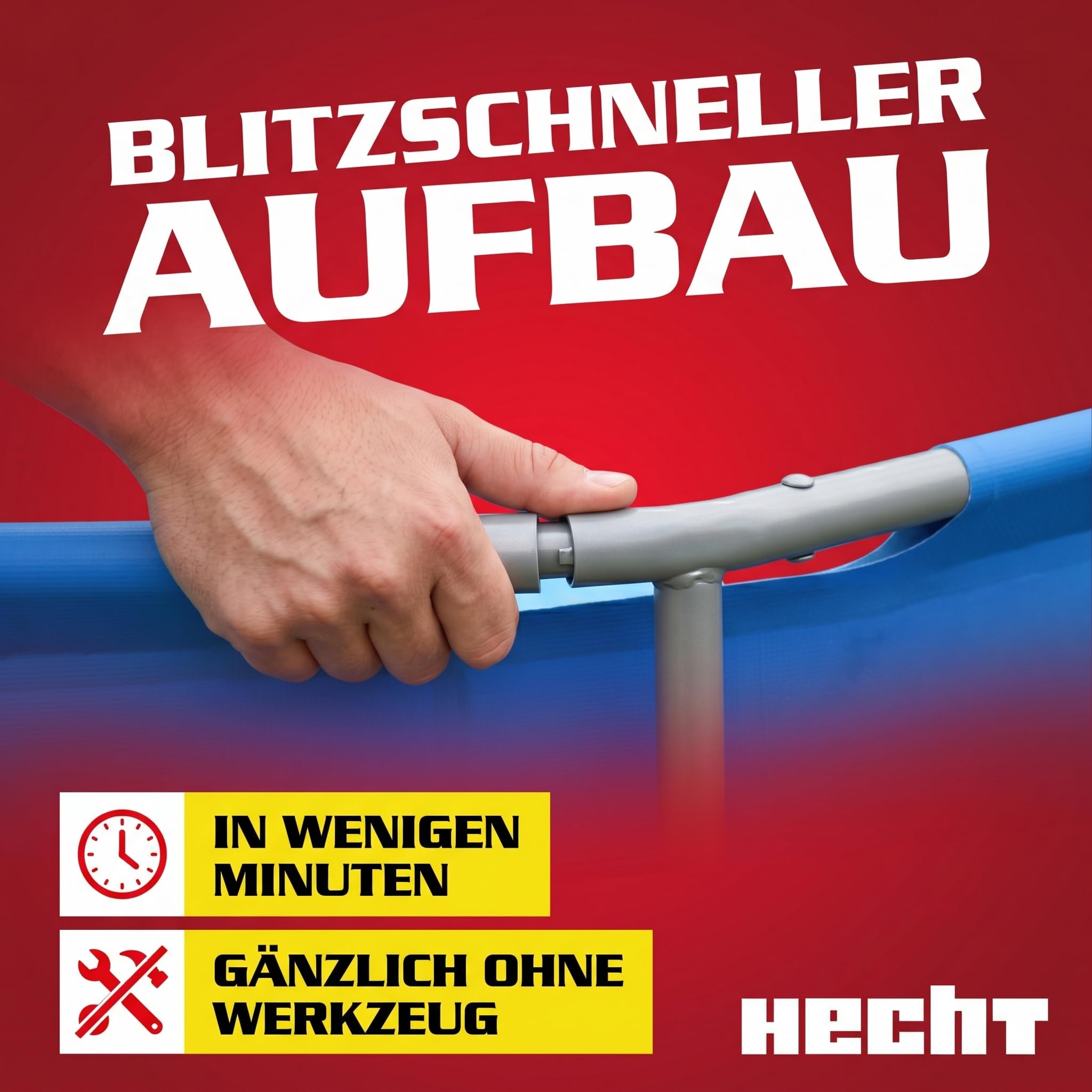 Hecht Stahlrahmen Pool Swimmingpool 360 x 76 cm 300 x 76 cm Familienpool rund Metallrahmen XXL Outdoor Pool 4.383 Liter