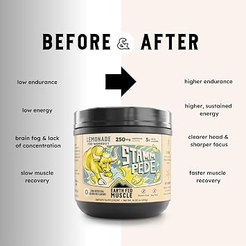 Earth Fed Muscle Stammpede Pre Workout, Lemonade, 250mg Caffeine, 16oz