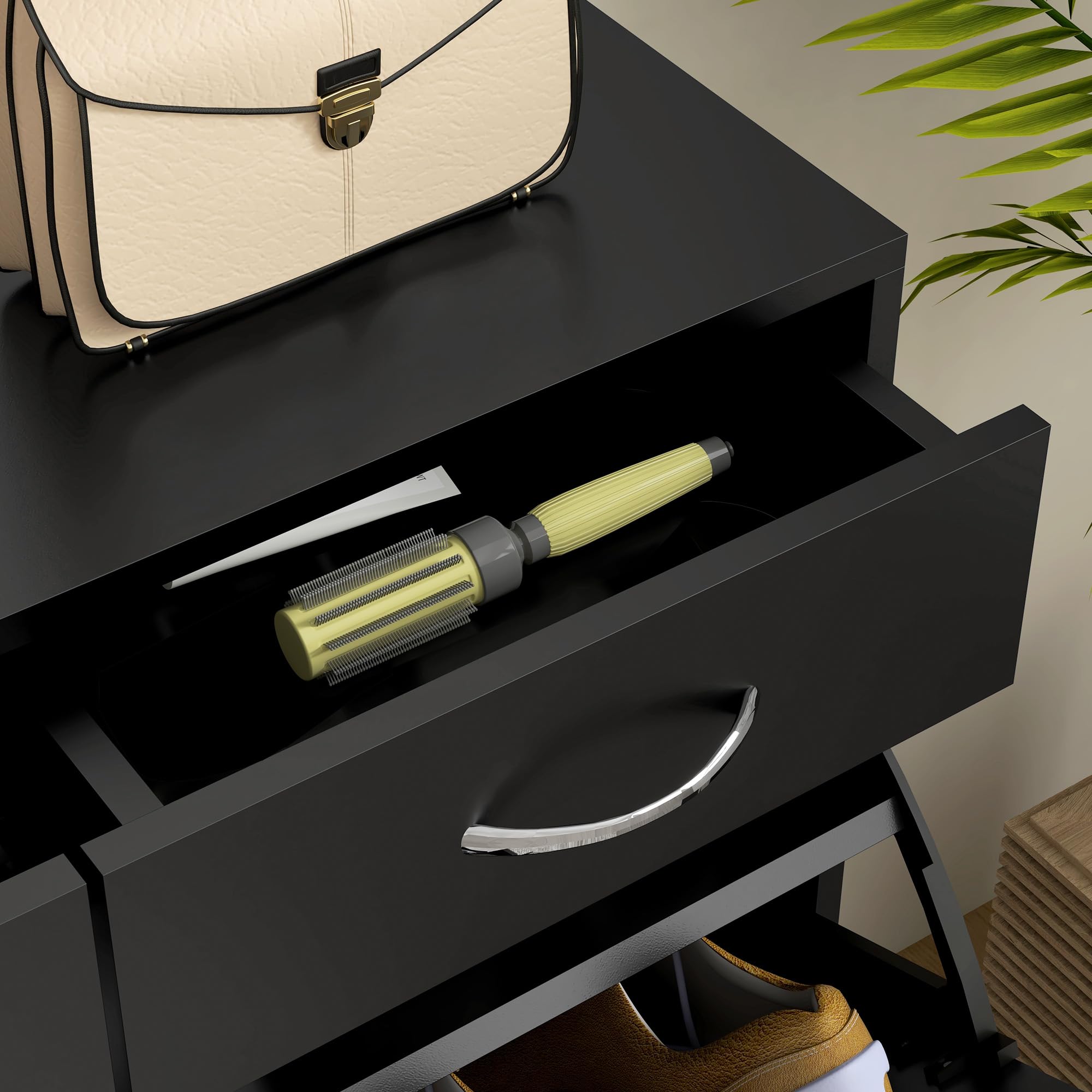 HOMCOM Scarpiera Moderna con 2 Ripiani Interni Regolabili e 2 Cassetti da 12 Paia di Scarpe, Mobile per Scarpe Salvaspazio in Legno, 80x30x91.5 cm, Nero