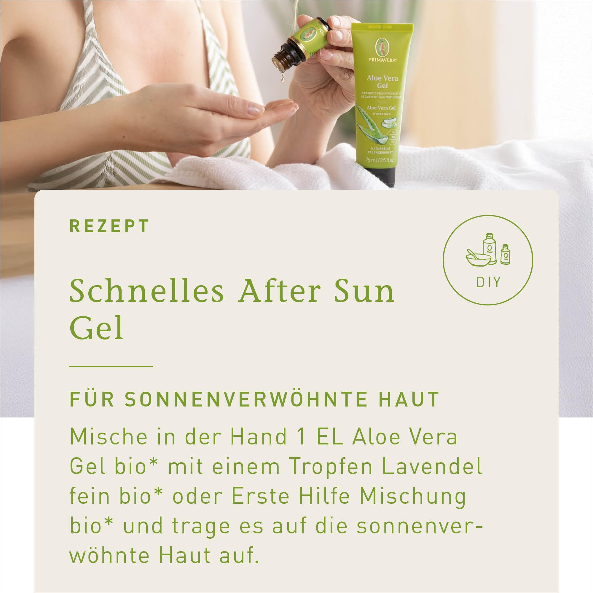 PRIMAVERA Aloe Vera Gel bio* 6 x 75 ml – naturreine Pflanzenkraft – mit frischem Aleo Vera Saft – After-Sun-Pflege – duft- und farbneutral – feuchtigkeitsspendend – reduziert Hautrötungen – vegan