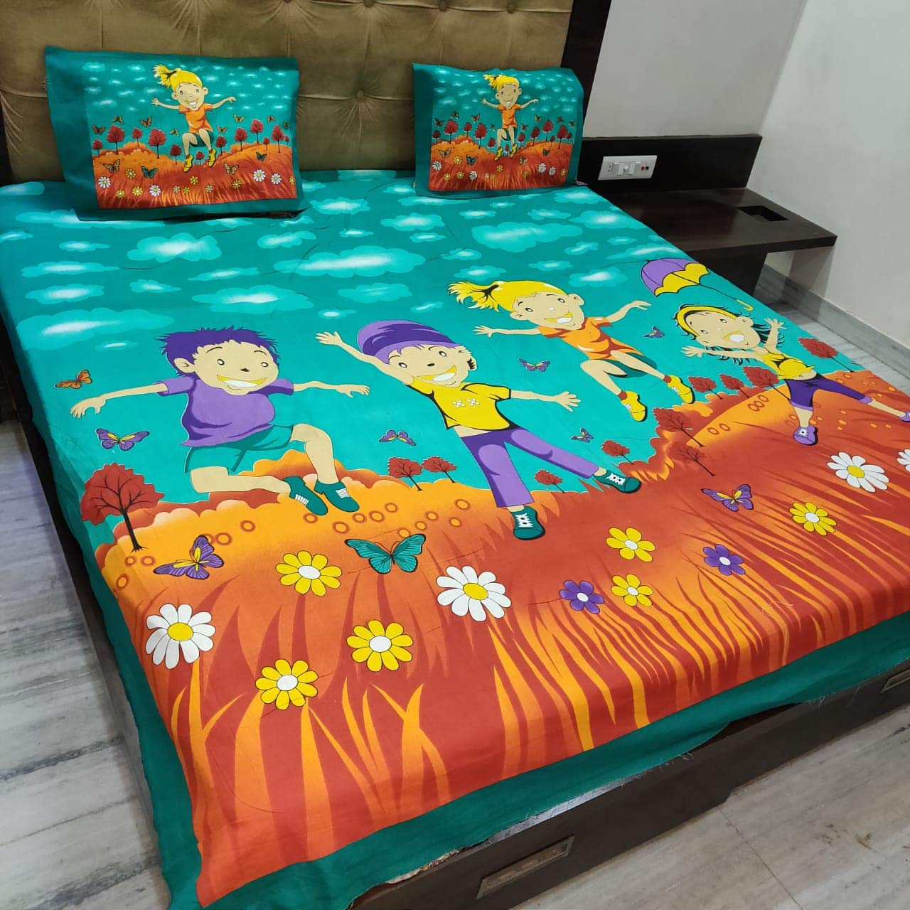 Shikari Trend 100 Super Soft Cotton Rajwada Jaipuri Double Bedsheet