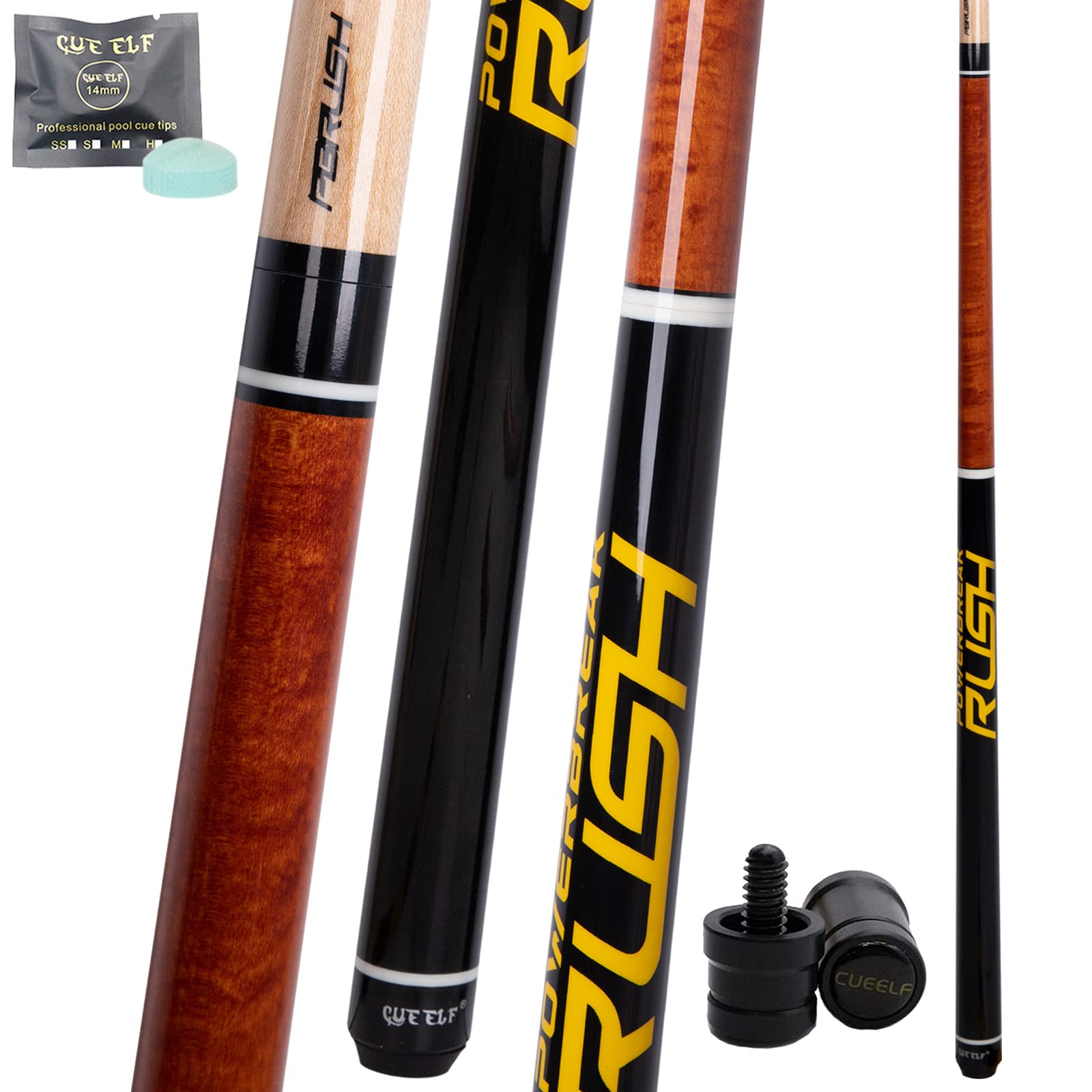 CUEELF Heavy Hitter Jump Break Pool Cue 20oz 21oz 23oz 3-Piece Pool Stick Extra Hard Bakelite Tip for Explosive Breaks and Effortless Jumps 20 oz Sugar honey-A
