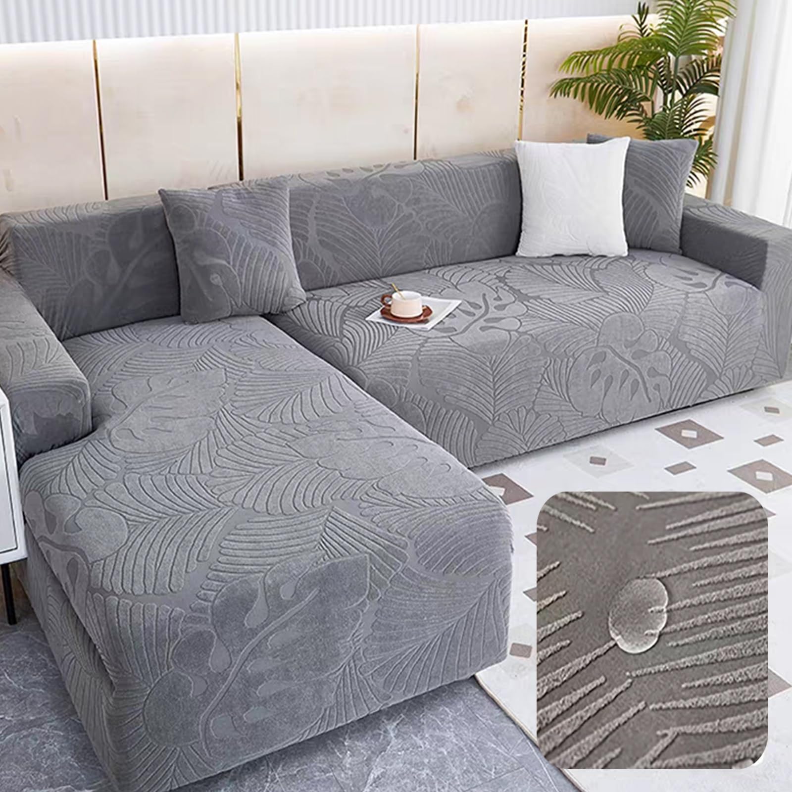 Couvre canapé d'angle avec accoudoirs anti-tache pour masquer l'usure