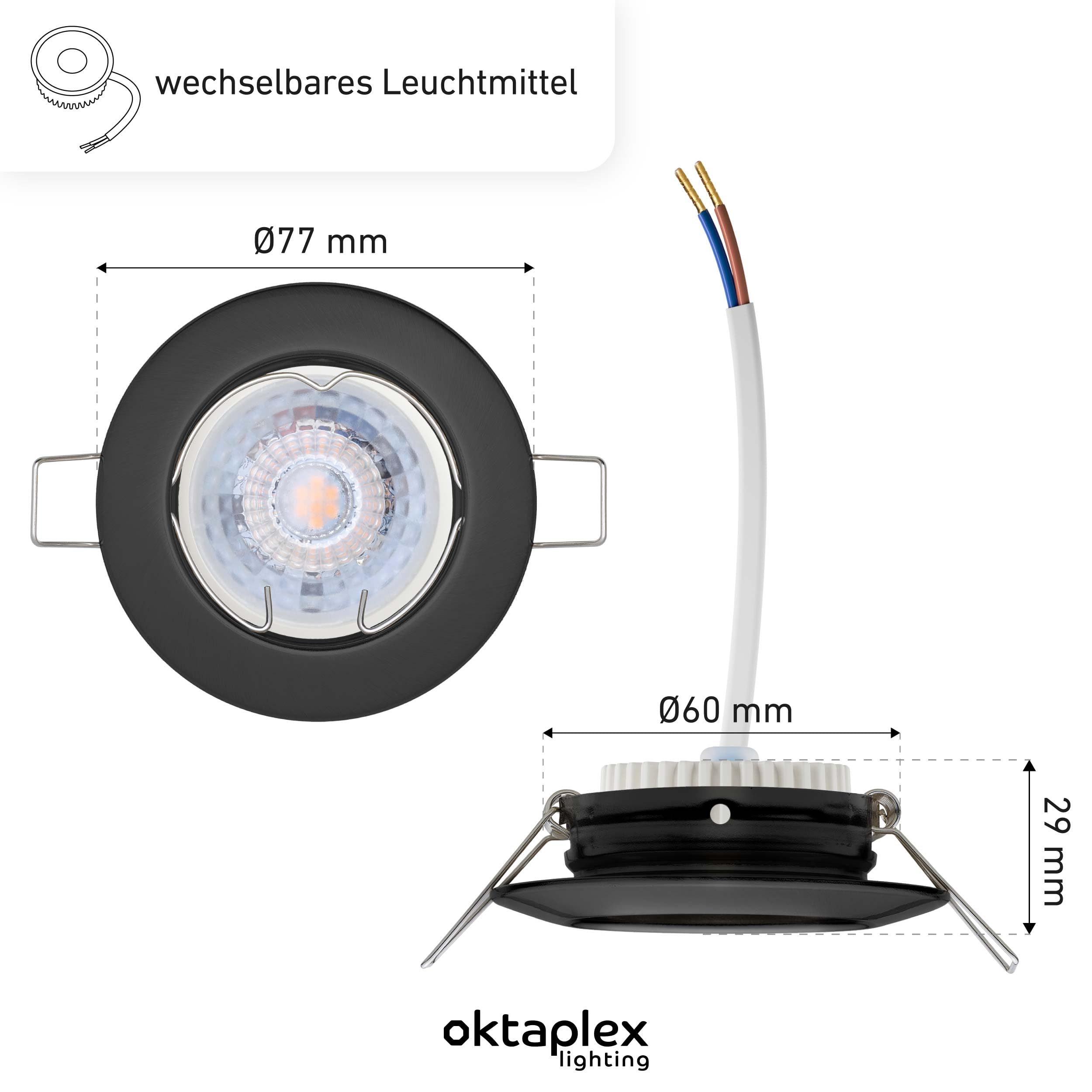 Oktaplex Lighting Sedan Lot De 6 Spots LED Encastrables Avec Module LED 4,8 W 2700 K 230 V 380 Lm Blanc Chaud 110° - Spot Chrome - Diamètre Des Trous: 60 Mm