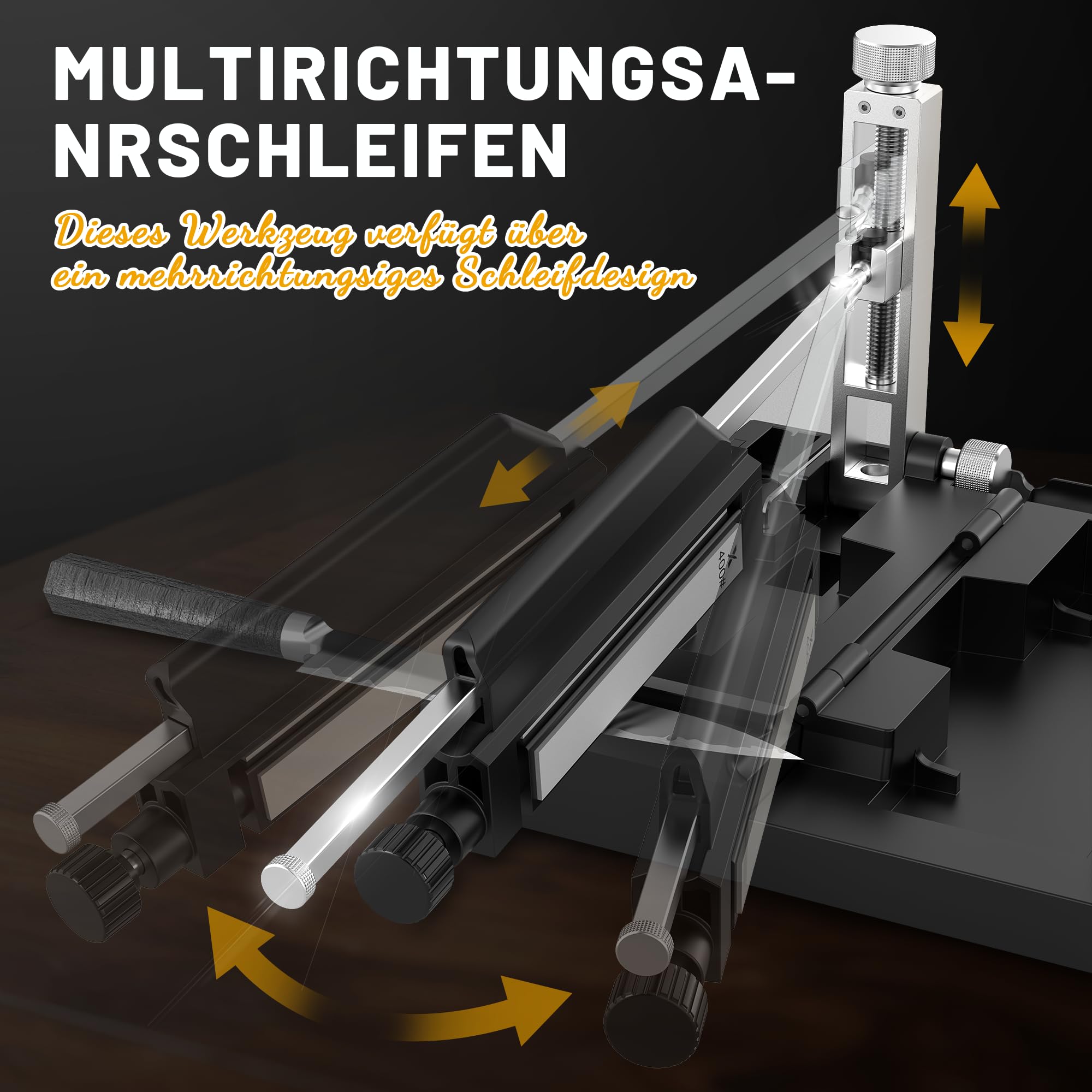 Ultra‑tragbarer Messerschärfer mit 4 Diamant‑Schleifsteinen