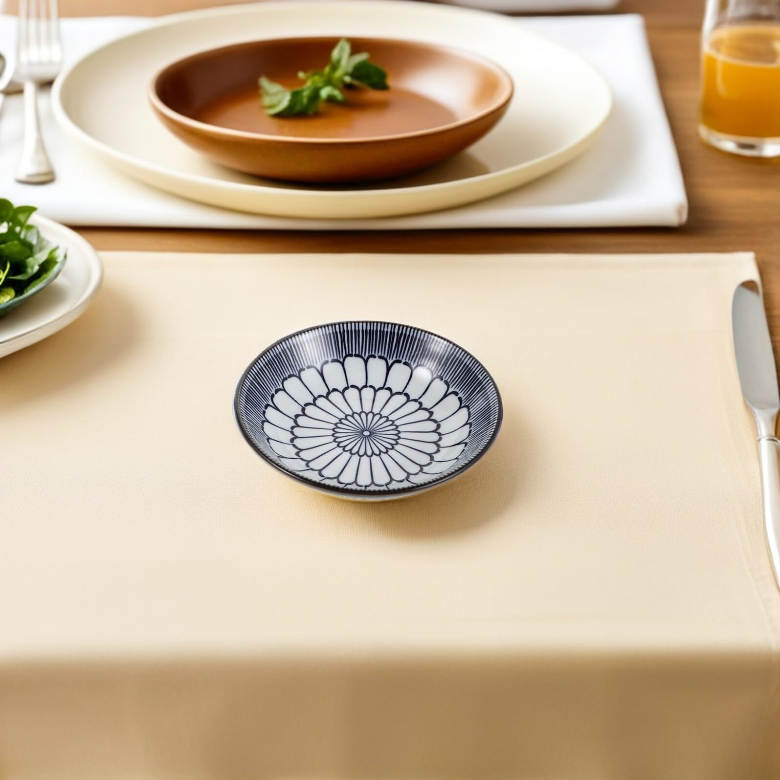 Assiette à Sauce en Céramique Ronde Japonaise, Lot de 6 Pièces