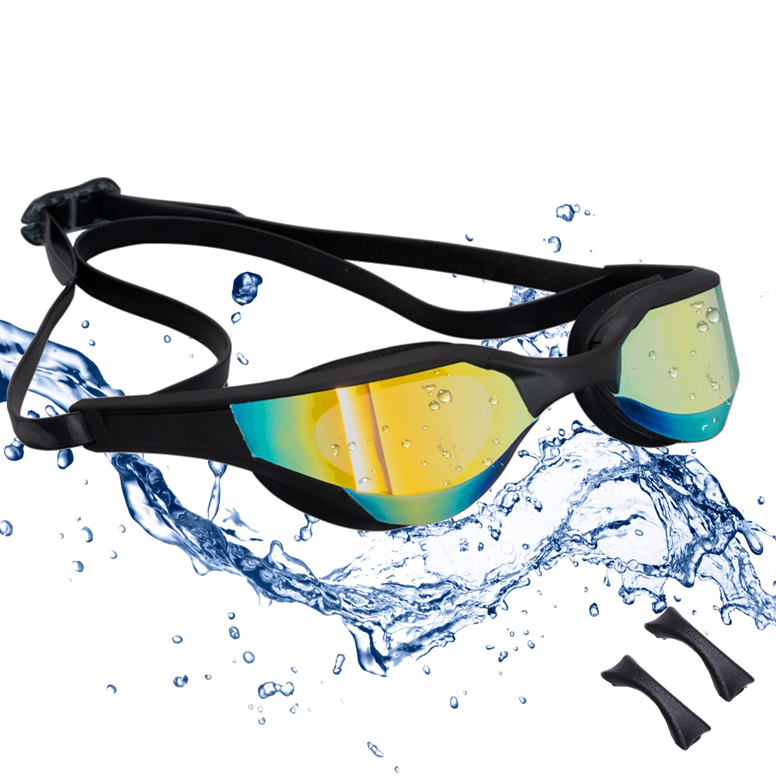 JINPXI Gafas de Natación,Gafas Piscina Hombre Antiniebla,Gafas para Nadar Protección UV,Gran Angulo de Visión, Lentes HD Silicona Ajustables,Gafas de Buceo para Mujer, Hombre, Adultos y Niños 13+