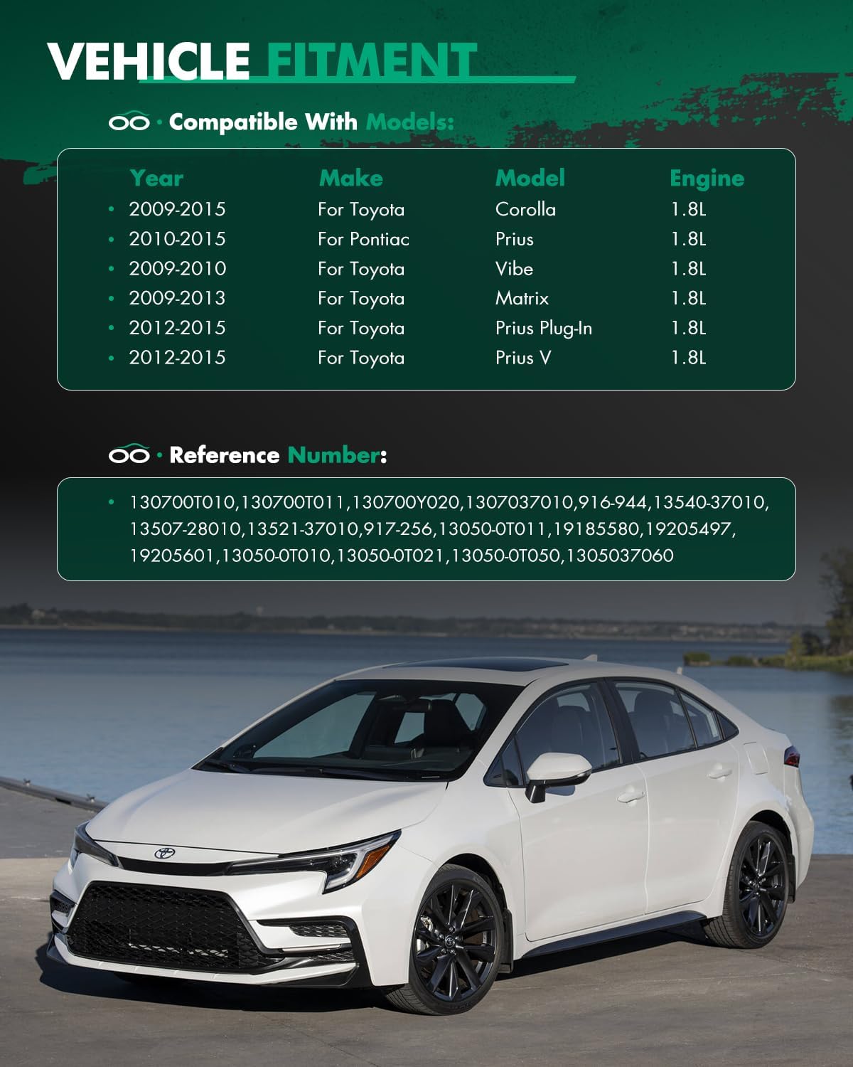 SCITOO Timing Chain Kit suitable for Pontiac Vibe for Toyota Corolla for Toyota Matrix for Toyota for Prius for Toyota for Prius Plug-In for Toyota for Prius V 2009-2015 130700T010 130700T011