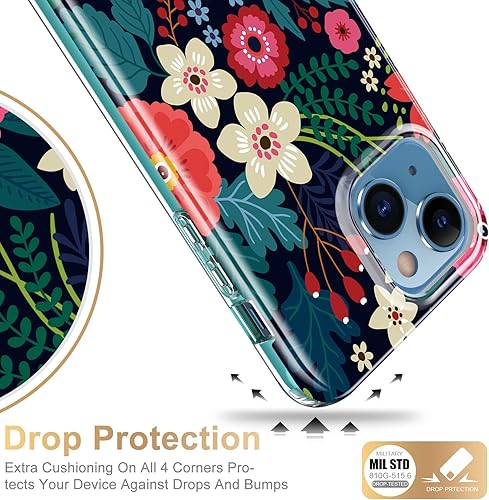 Miniatura 4 de ESDOT - Funda protectora para iPhone 13 6.1 pulgadas, con protector de pantalla integrado, protección de grado militar con diseños modernos para