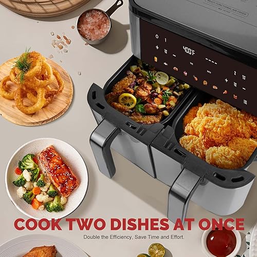 Miniatura 3 de Freidora de aire DualZone de 10 cuartos de galón con 2 cestas de freír independientes, controles SYNC y Match Cook se aplica a verduras, alimentos