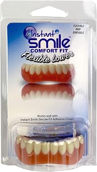 Instant Smile Flexible Lower Veneer Removable Cosmetic Teeth Cover | Comfortable Lower Teeth Veneer for Men and Women. Natural-Looking Removable Smile Cover. One Size Fits Most.