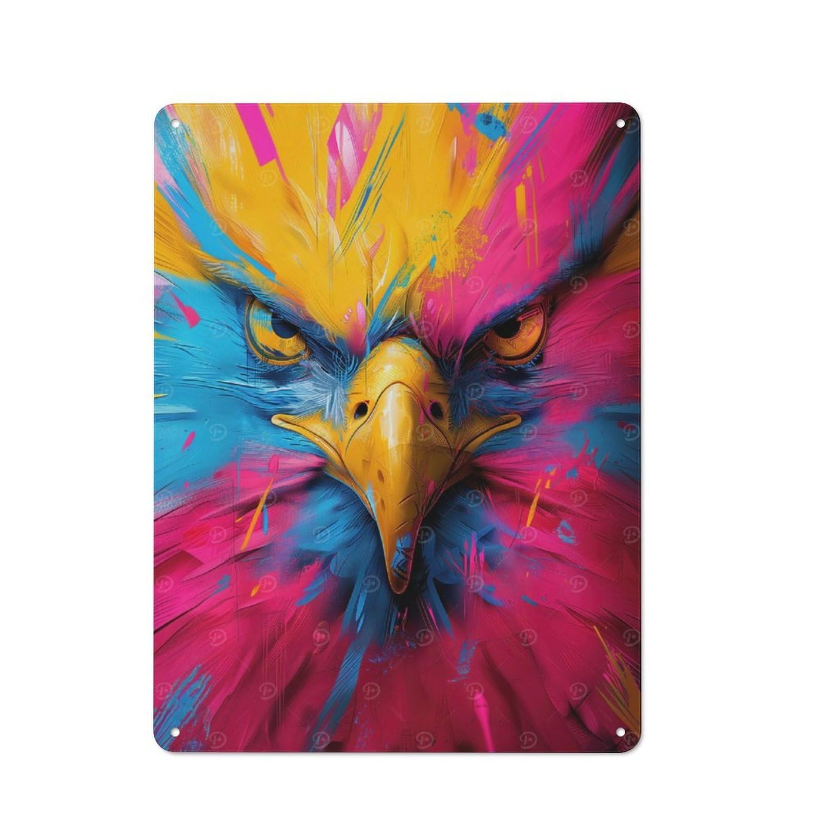 Colorful Eagle Portrait Retro-style Metal Plaque 40x30cm for Garage Or Workshop, for Garage, Workshop And Man Cave Decoration