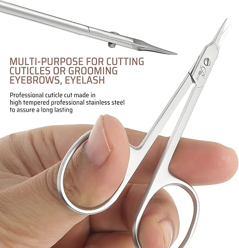 Miniatura 4 de ROUSE Tijeras de cutícula Tijeras de aseo profesional Tijeras de acero inoxidable para cejas, tijeras de pestañas, bigote, tijeras de manicura para