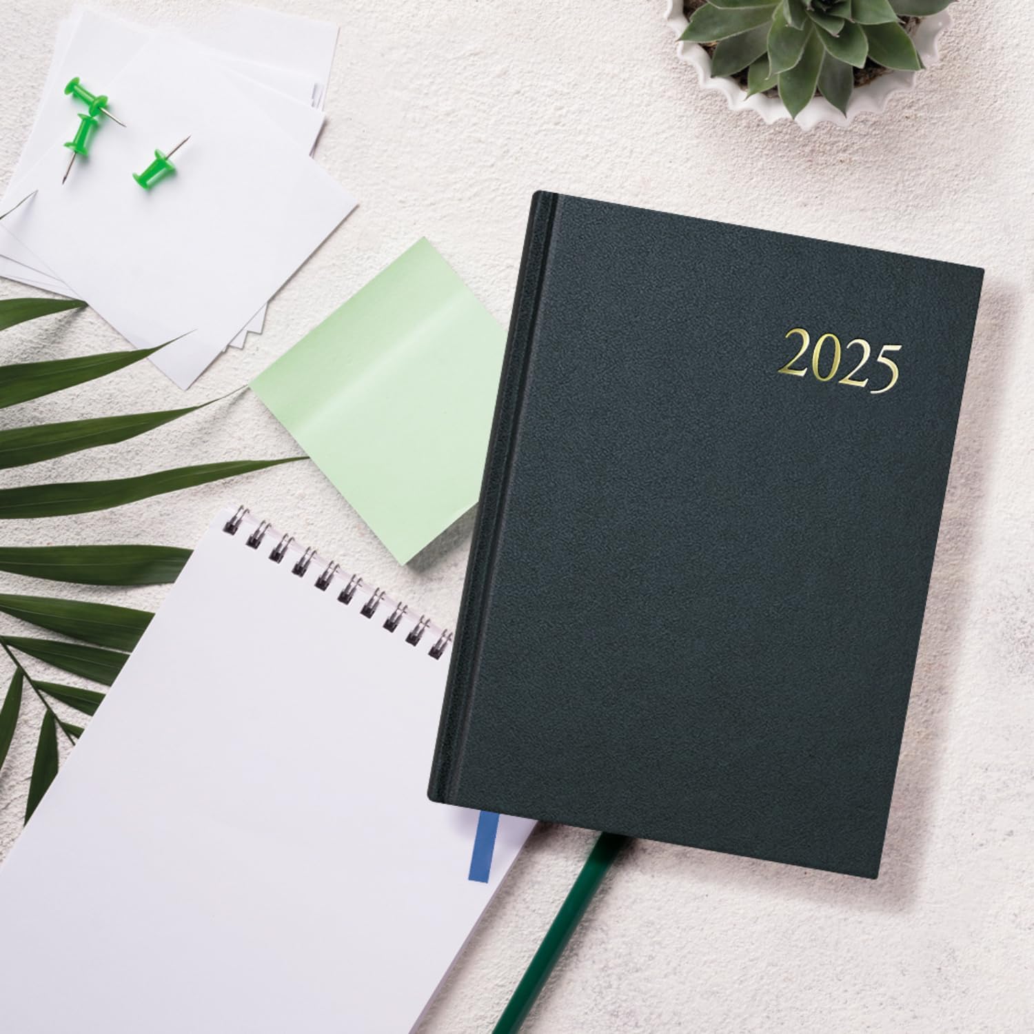 Dohe - 2025 Portuguese Diary - Day by Page, A5 Size (14 x 20 cm), 12 Months January to December, Hardcover, Yearly Planner, Office Supplies - ALGARVE Black