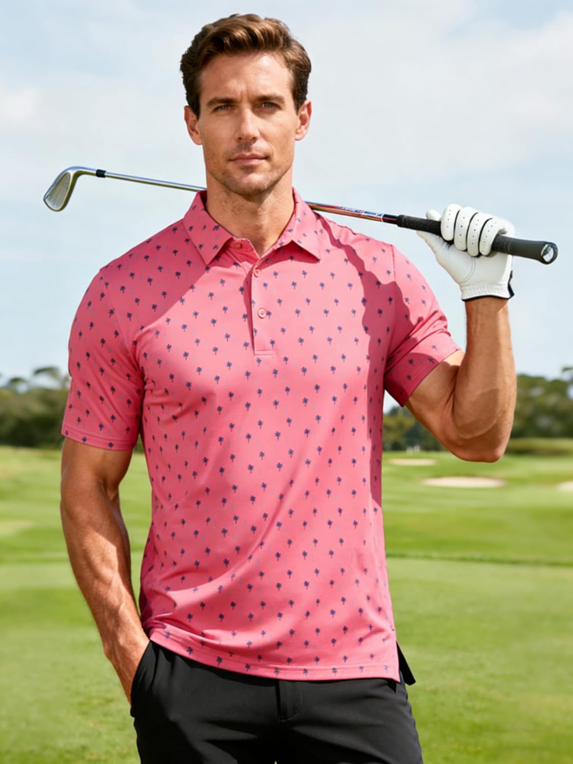 MAGCOMSEN Mens Polo Shirts Short Sleeve Print Patterns Collared Shirt Performance Moisture Wicking Golf Polos - Image 2