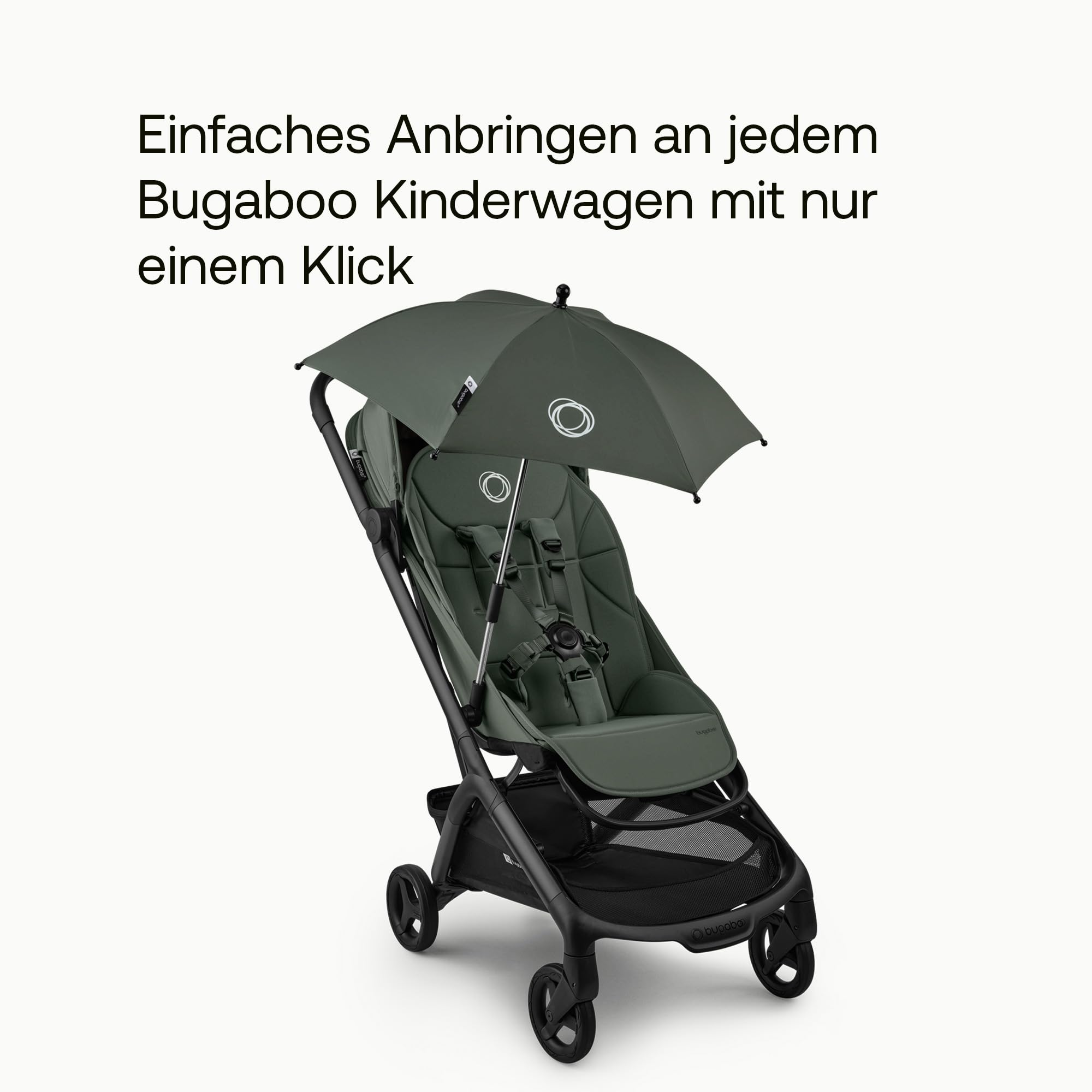 Bugaboo Sonnenschirm+ kompatibel mit Bugaboo Kinderwagen UPF 50+ UV-Schutz große Schattenfläche verstellbar Forest Green