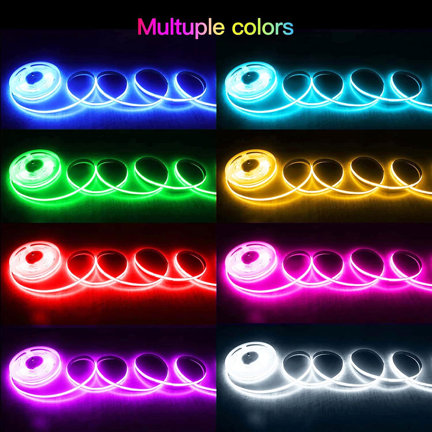 Wifi 10M COB RGB Ruban Led Chambre 576led/M 5760leds 24V Bande LED fonctionne avec Google Home assistant/Alexa,Rubans à LED dimmable Led Strip avec télécommande