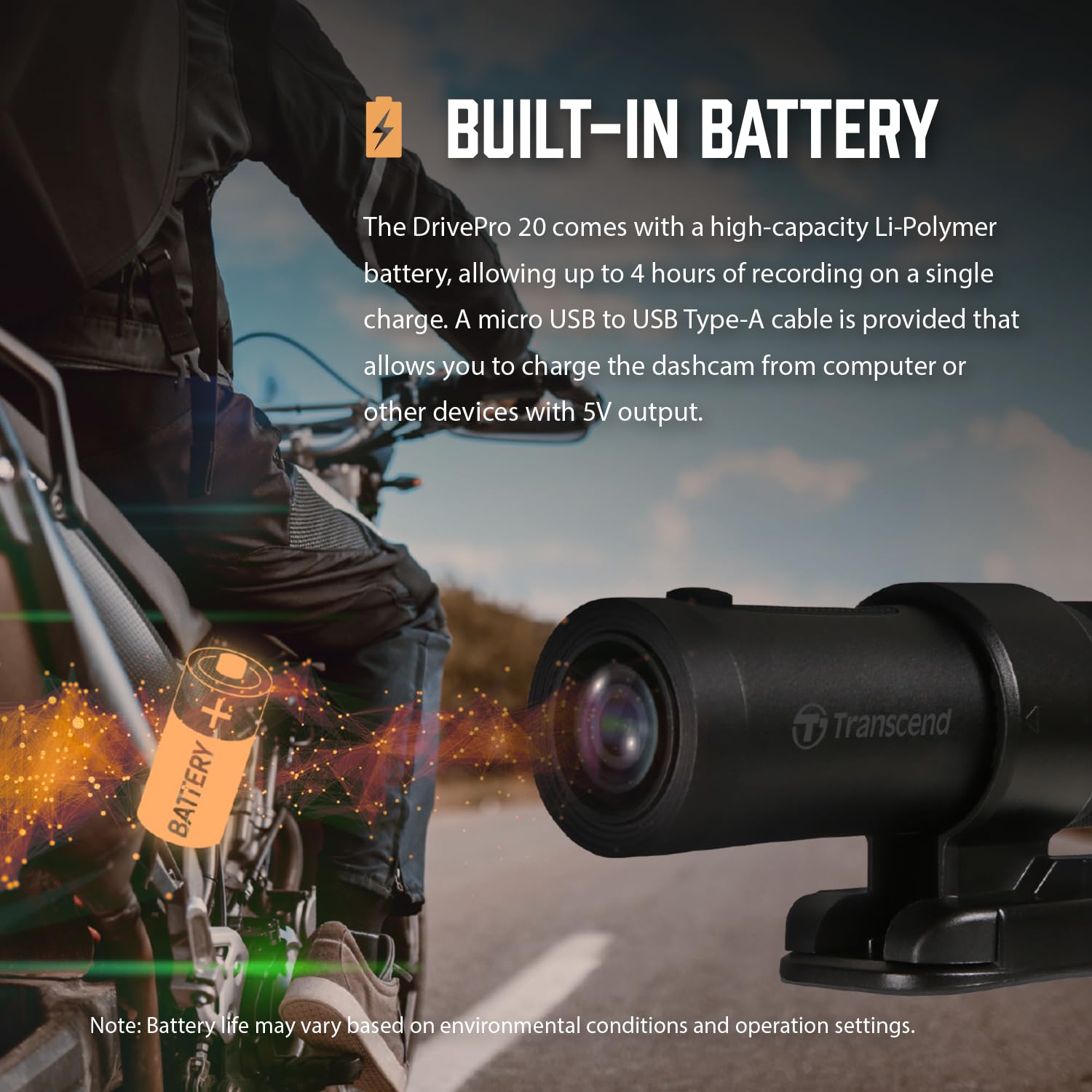 Transcend DrivePro 20 Motorcycle Camera INCL. 32GB microSDHC