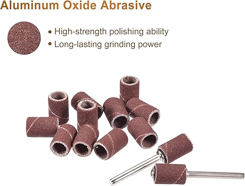 Miniatura 3 de uxcell Juego de 100 piezas de papel de lija de 14 de pulgada, grano 180 con 2 mandriles de tambor de 18 pulgadas para herramientas rotativas