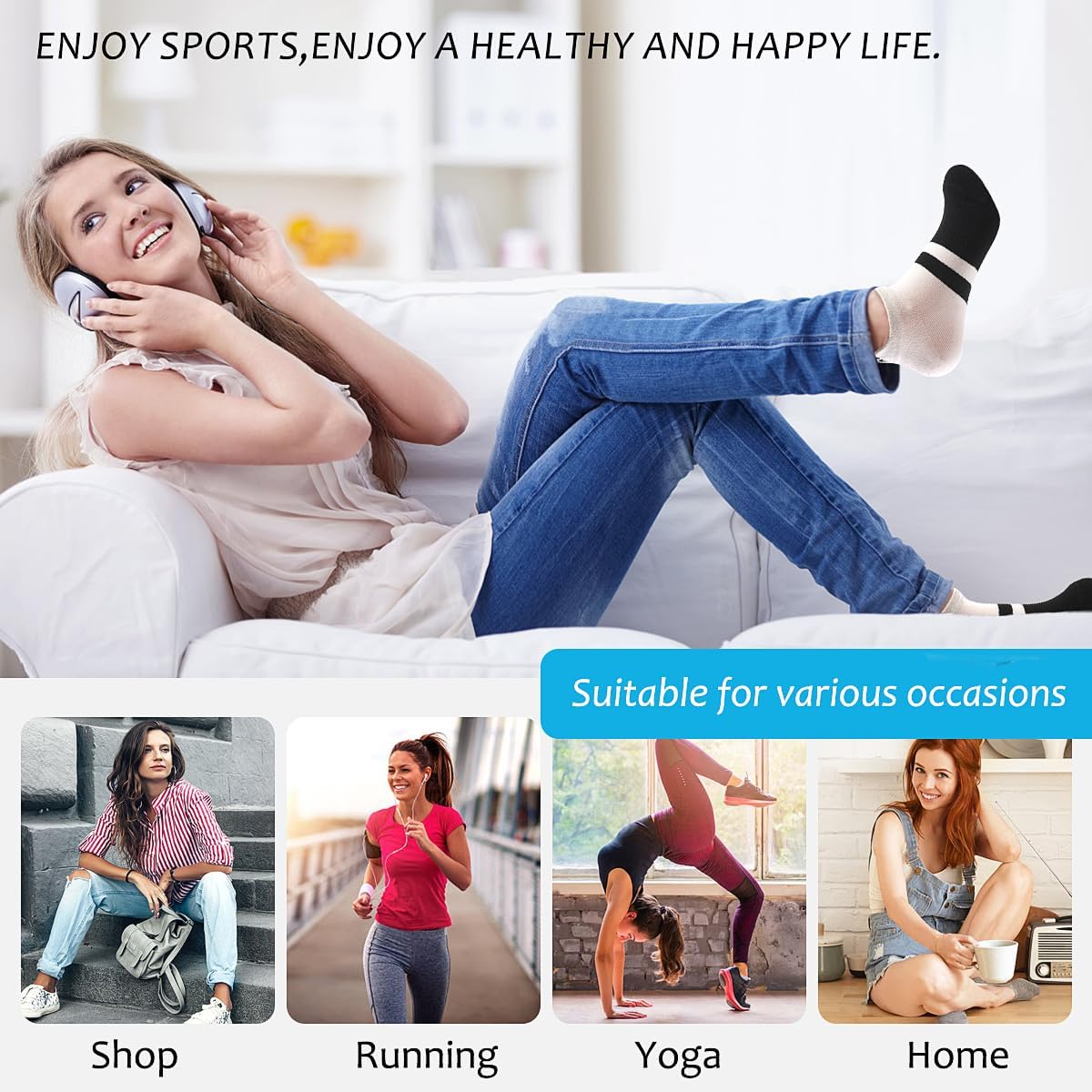 MESU Ankle Socks for Womens 5 Pairs Cute No Show Low Cut Socks - Image 7