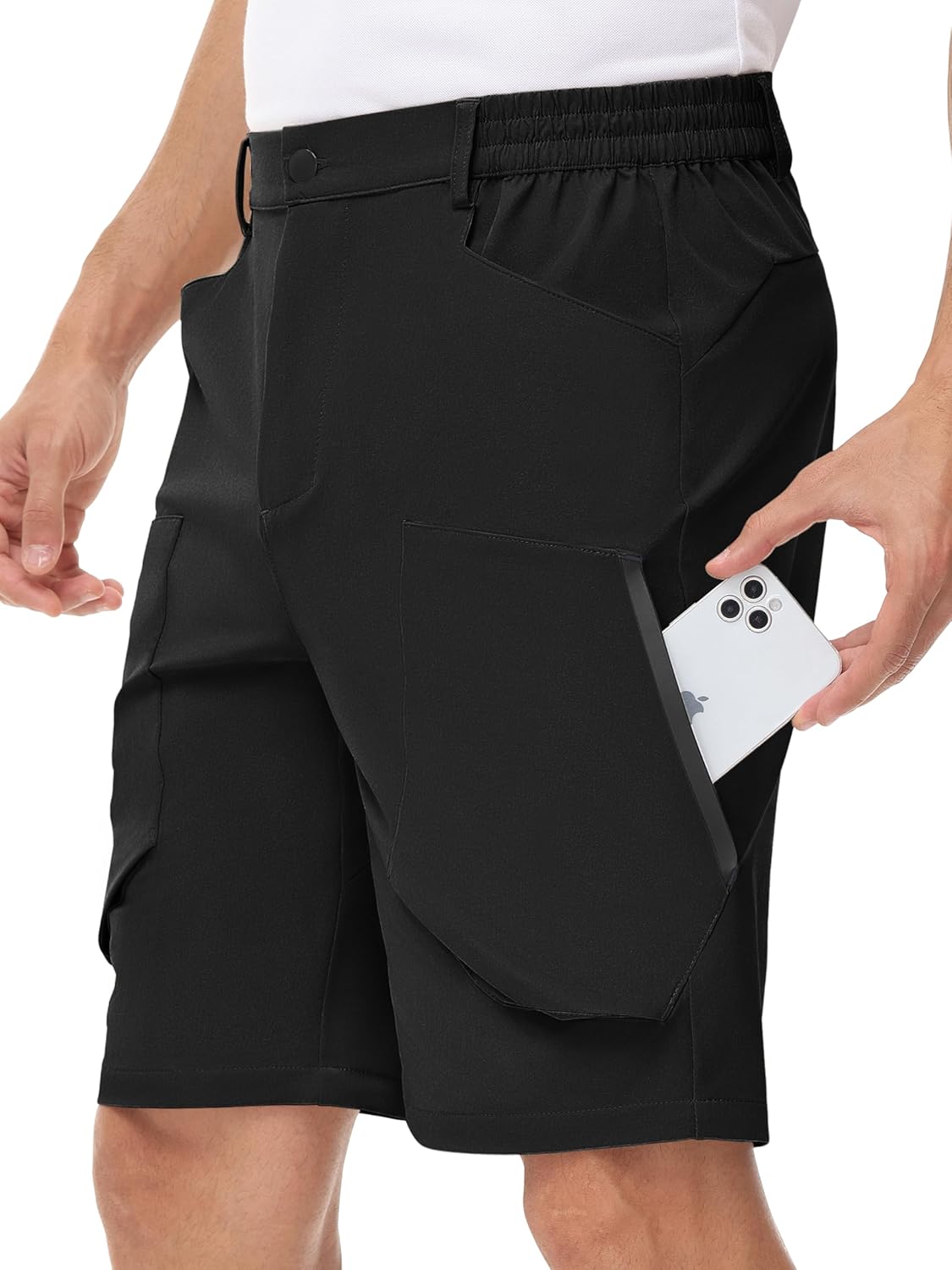 LUSHENUNI Men's Hiking Cargo Shorts 9" Quick Dry Lightweight Stretch Golf Shorts Men Fishing Work Travel with Zipper Pockets