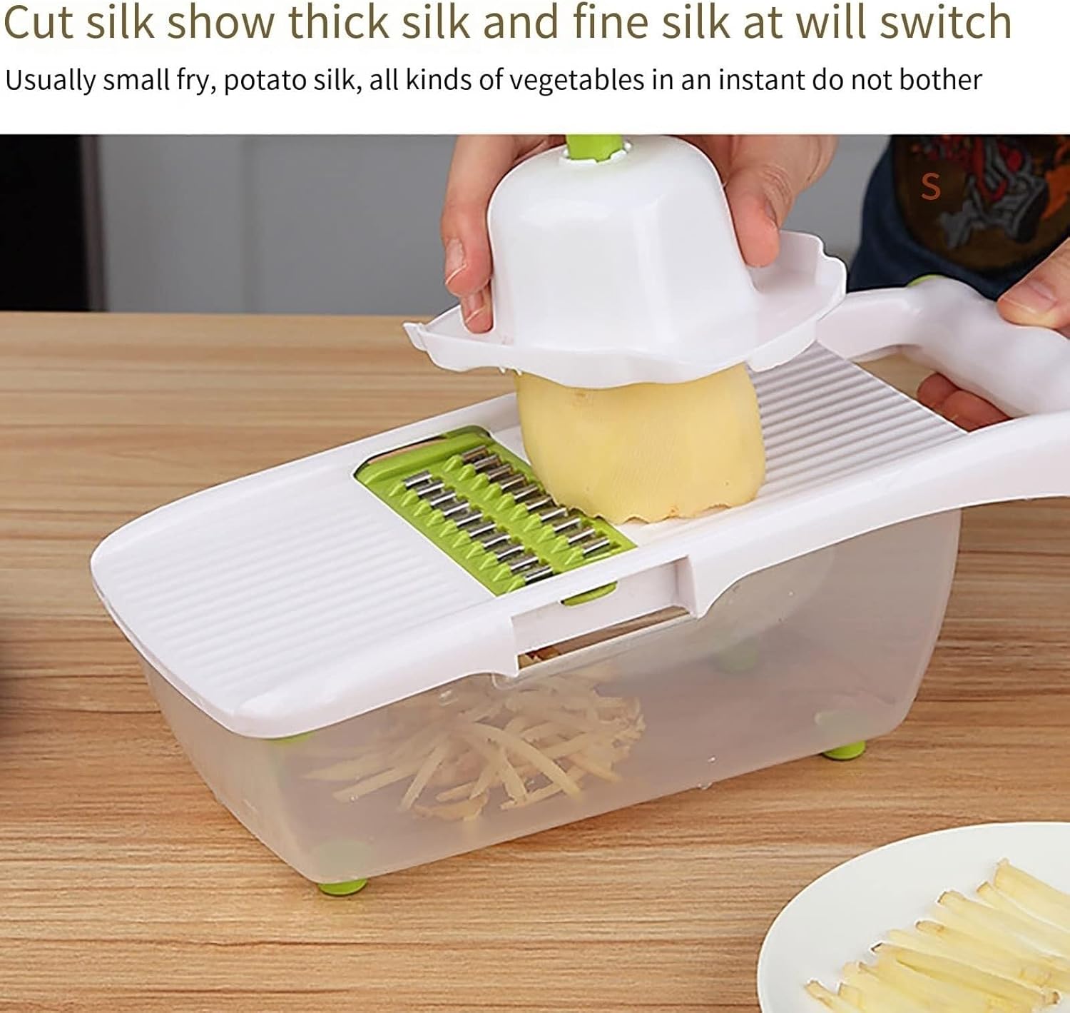 Vegetable Slicer, Mandoline Slicer,Julienne Dicer for Kitchen, Adjustable Vegetable Cutter with Container