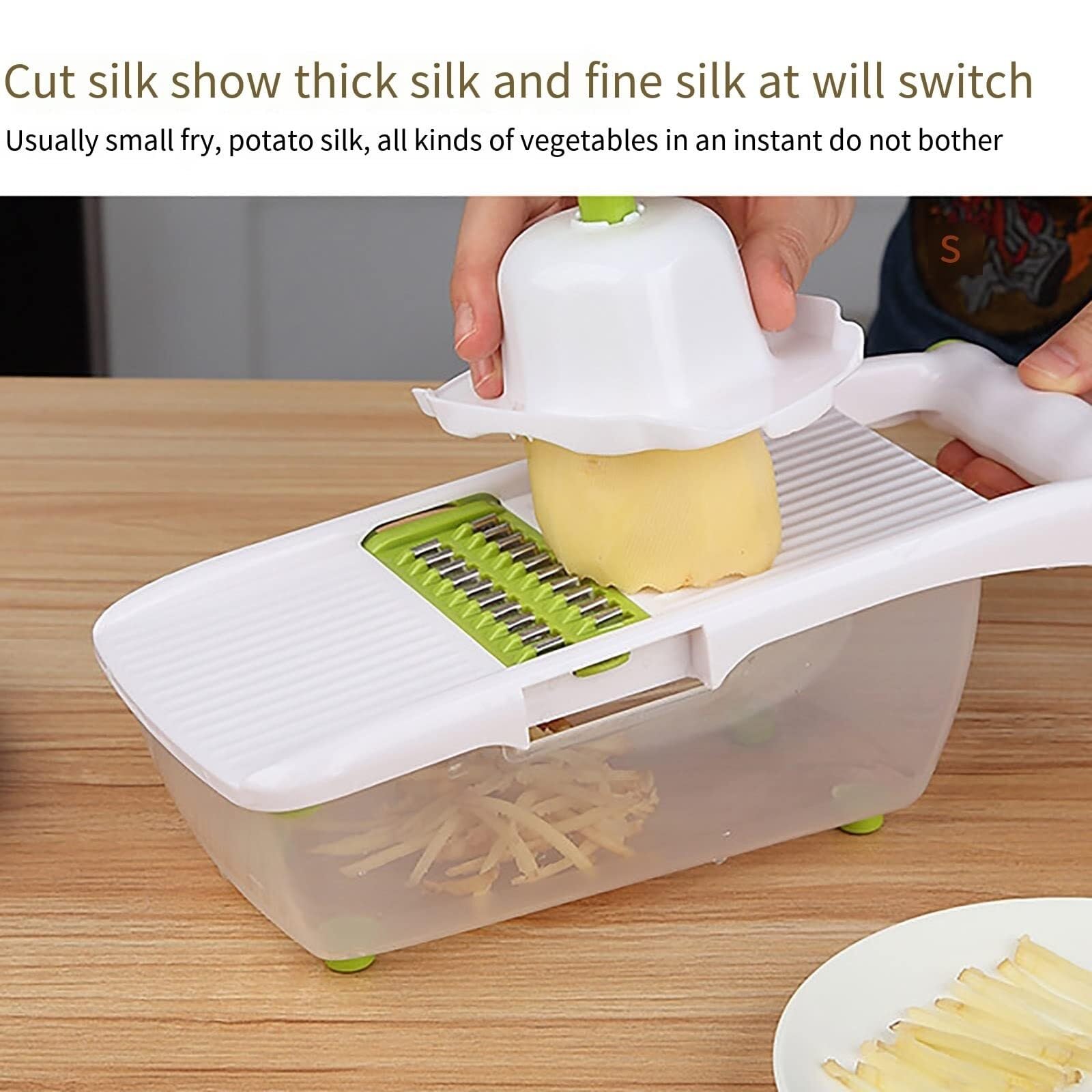 Gemüseschneider, Mandoline, Julienne-Schneider for die Küche, verstellbarer Gemüseschneider mit Behälter