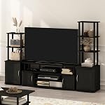 Furinno Jaya Grand Centre de Divertissement pour TV jusqu'à 50 po, 15113BKW Bois Noir
