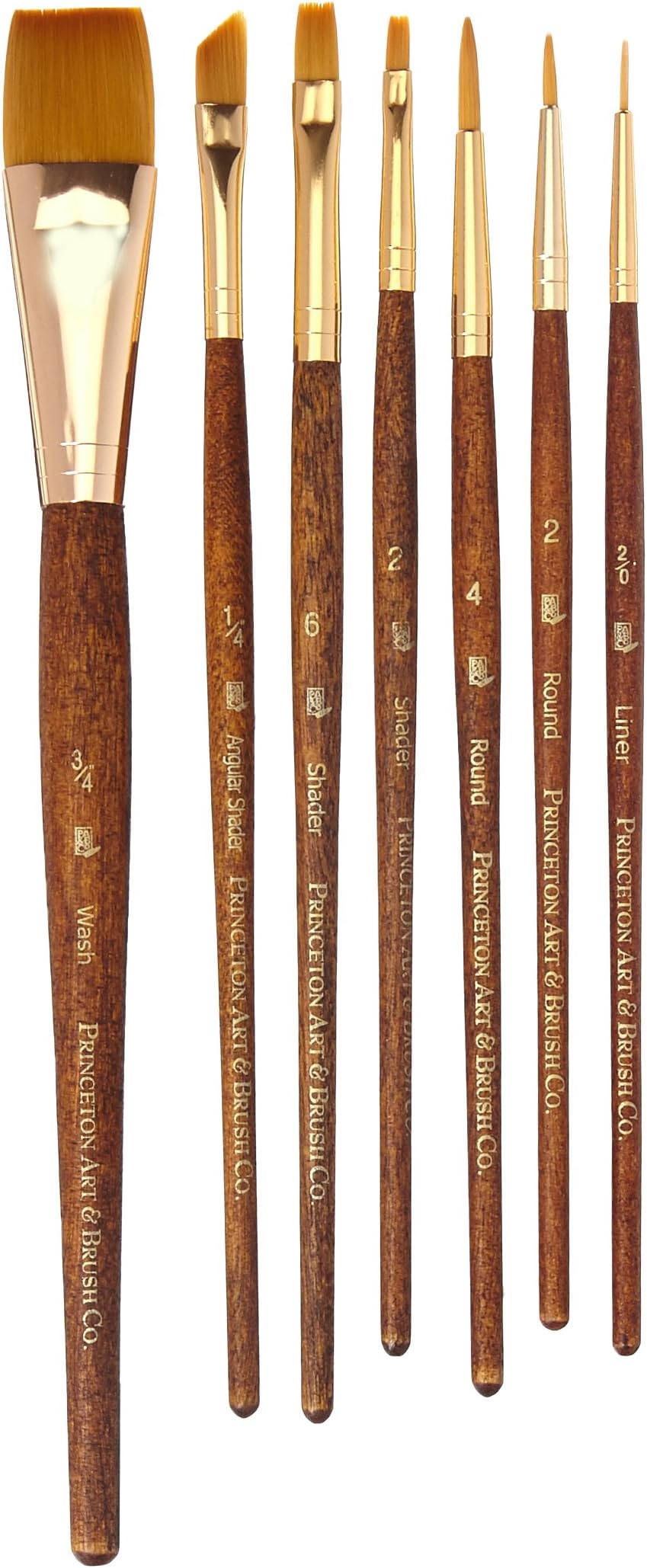 P Brush Princeton Brush-Princeton Series 9000 Brown Handled Set of 7, for Acrylic, Oil and Watercolor-Mixed Media Paintbrushes