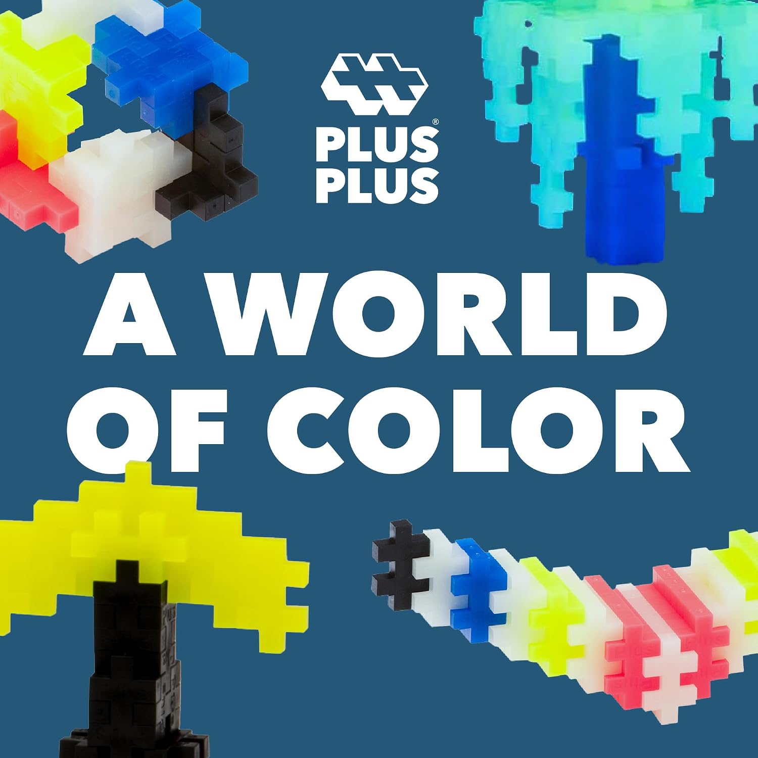 Plus-Plus: Super Tube - Glow-In-The Dark Mix -500 Pieces– Construction Building STEM Toy, Interlocking Mini Puzzle Blocks, Open Play Set, Kids Ages 5+
