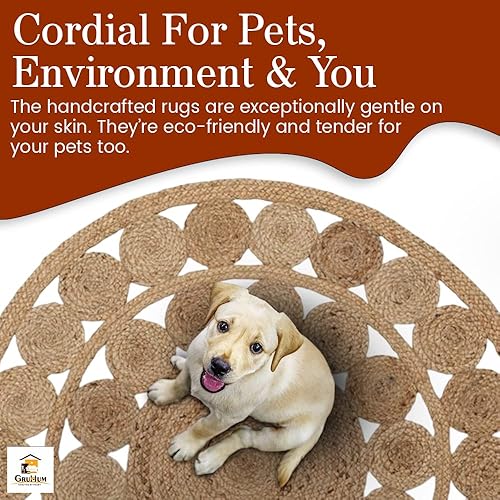 Miniatura 8 de Alfombra redonda de yute de 8 pies, de fibra natural, tejida a mano, suave, trenzada, rústica, vintage, respetuosa con el medio ambiente, para