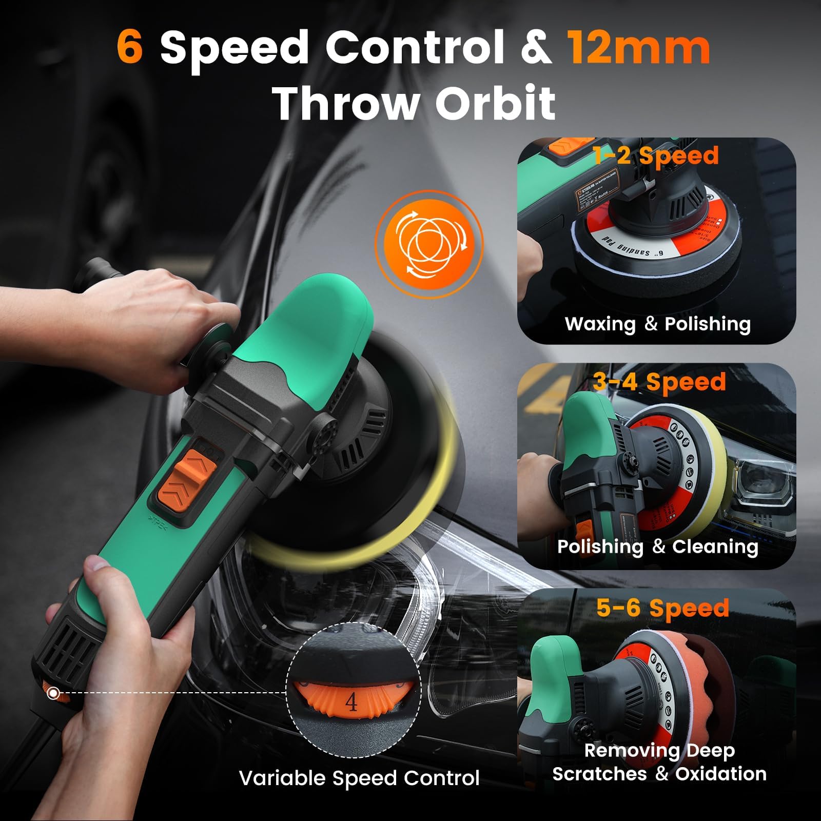 Snapklik.com : Car Buffer Polisher Kit, ETOOLAB 6 Inch Dual Action Polisher