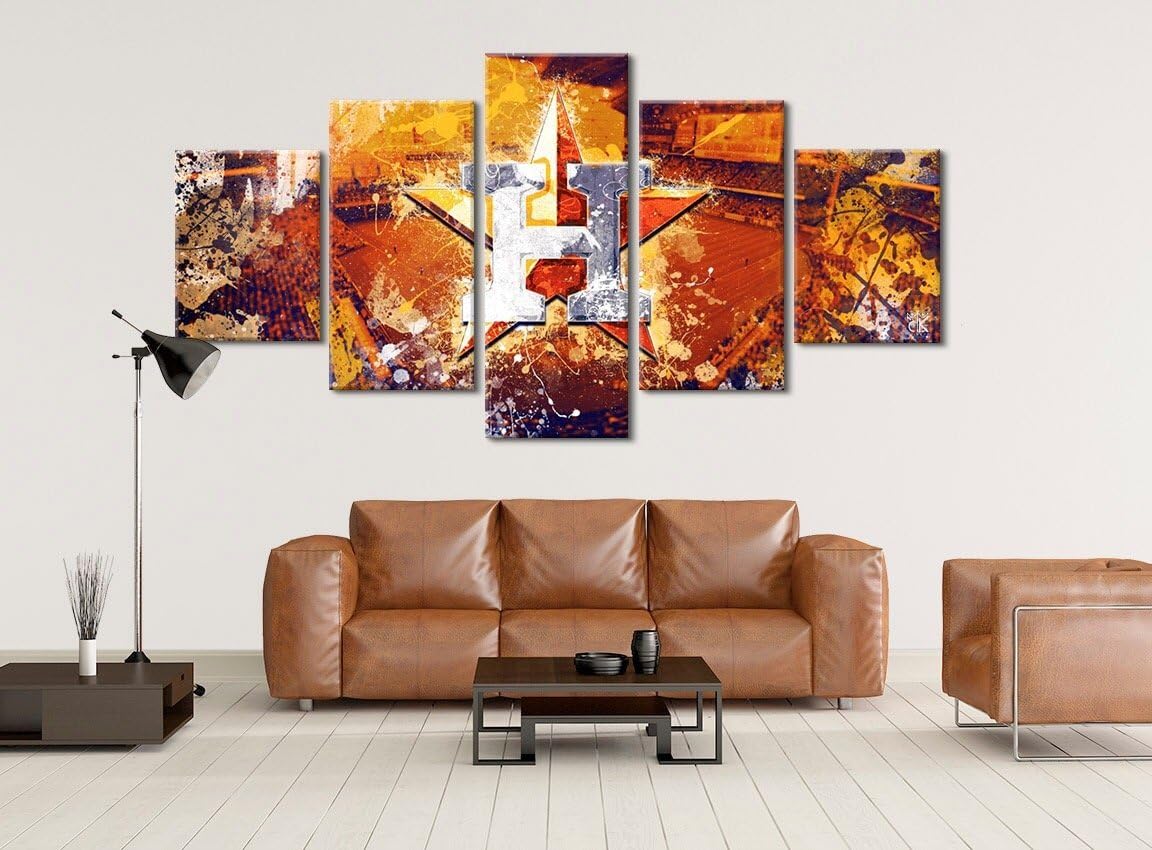 Houston Astros Baseball Canvas wall art - Hand Made In The US - Framed And Ready To Hang