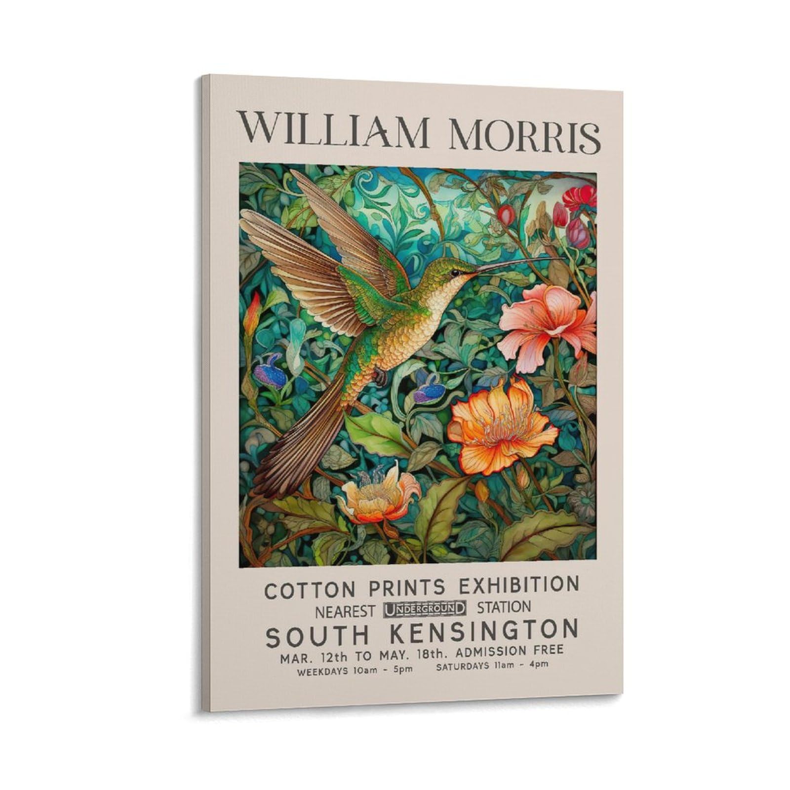William Morris Flower Wall Art Bird Plant Poster Canvas Wall Room Decor Aesthetic School Supplies Paintings 12x18inch(30x45cm)