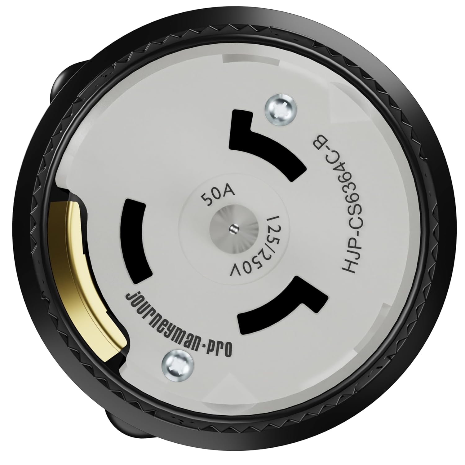 HJP-CS6364C Twist Locking Connector 50 Amp by Journeyman-Pro, 125/250 Volt AC, (CS) California STD Polarized, 2P/4W, Black/White, 50A, UL Listed, SS2-50R, Heavy Duty Industrial 50 AMP 240V 250V (1)