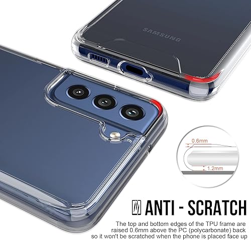 Miniatura 4 de KIOMY Funda transparente para Samasung Galaxy S21 FE 5G, diseño híbrido delgado, parte trasera de policarbonato duro + bisel elevado de TPU flexible